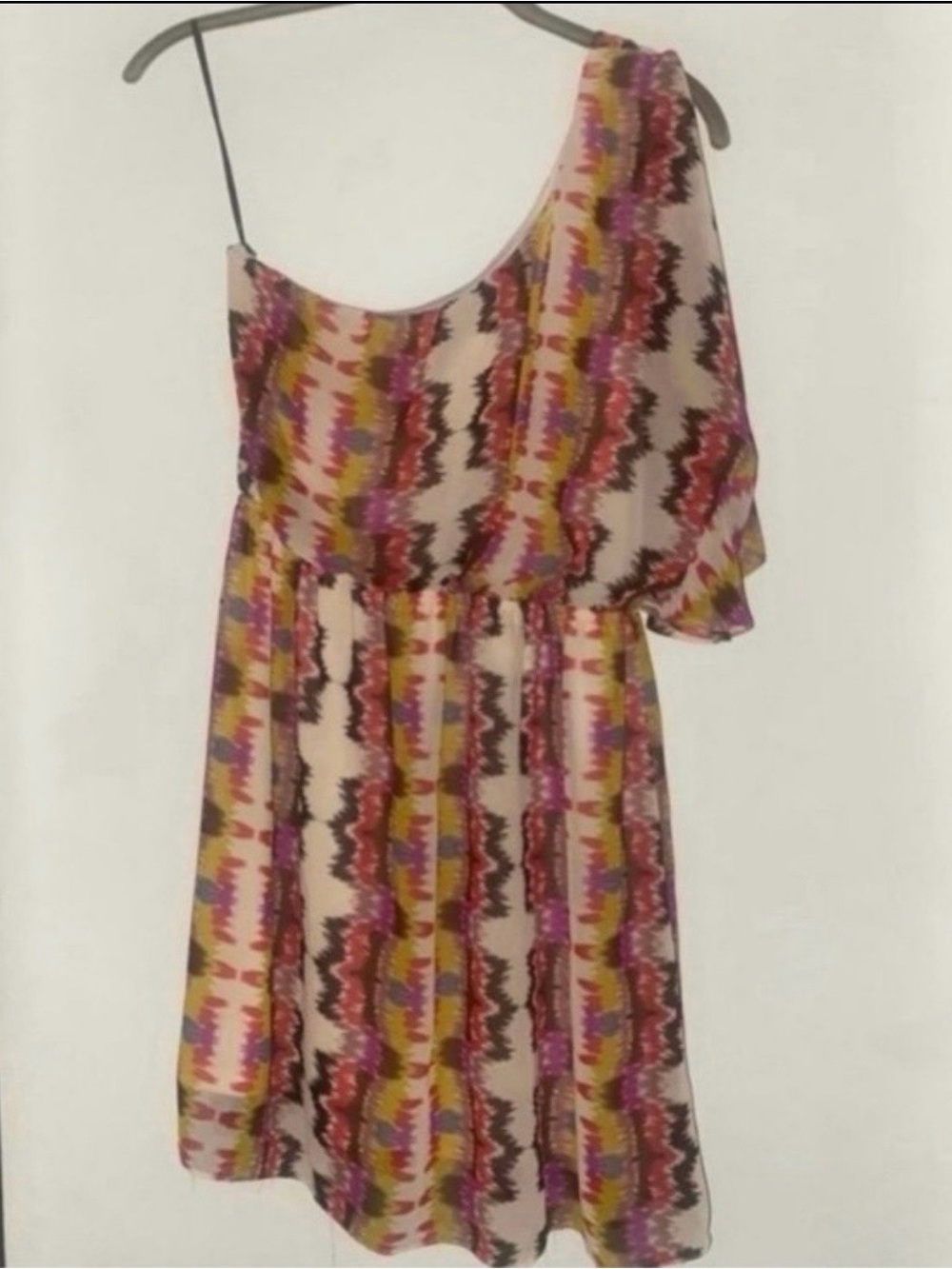 Forever 21 One Shoulder Abstract Print Mini Dress Womens Large
